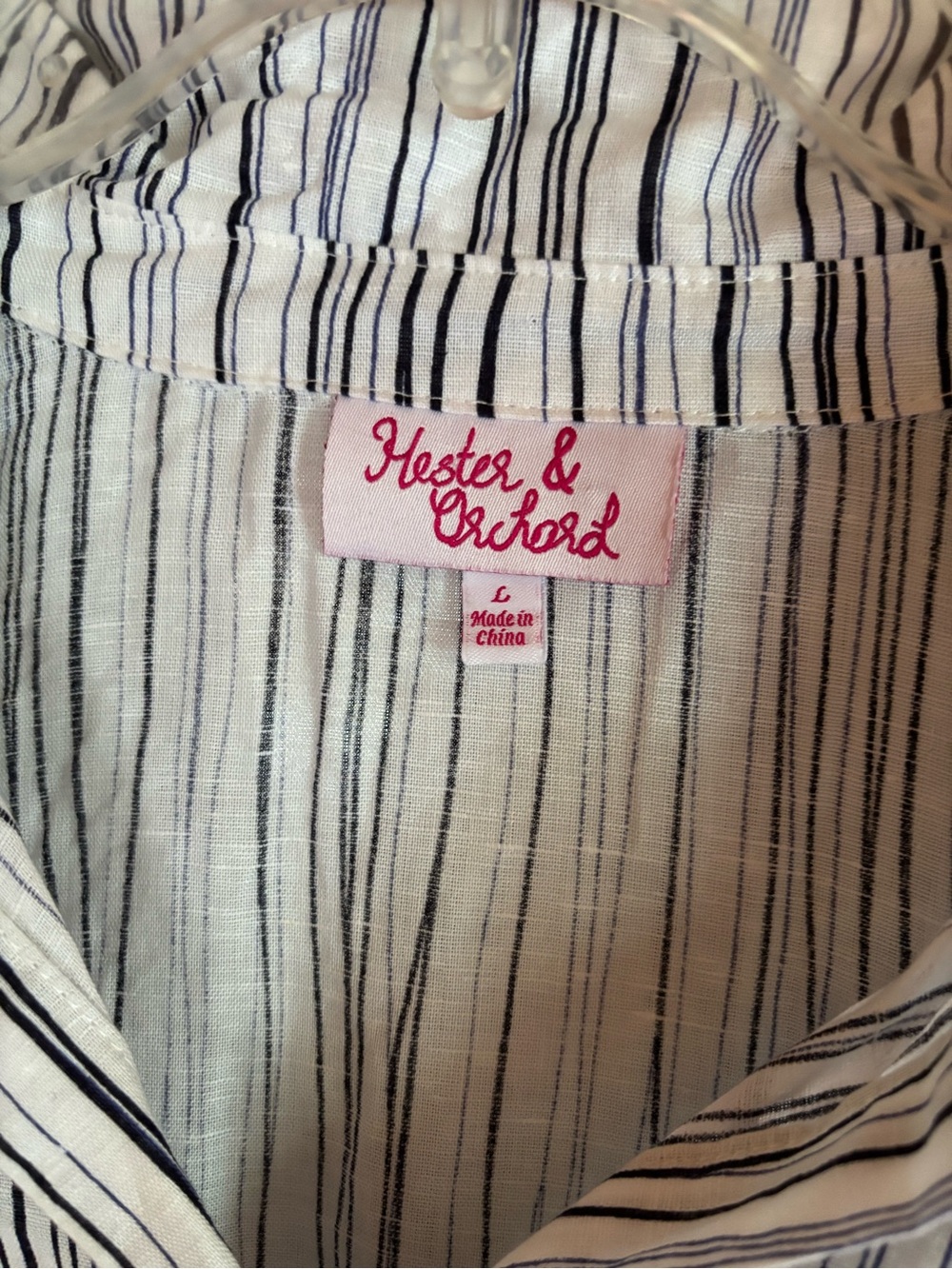 Hester & Orchard Linen Cotton Vertical Stripe Tie Front Button-up Top Sz L Coast - Picture 6 of 10
